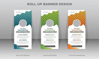 Corporate business roll up, pop up, x-stand, retractable banner templates design vector