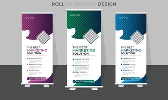 Corporate business roll up, pop up, x-stand, retractable banner templates design vector