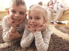 happy young family at home photo