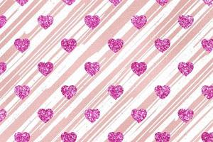 patrón de corazón de brillo rosa a rayas foto