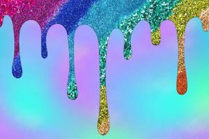 Rainbow dripping glitter background, Dripping Glitter Background photo