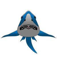 Great white shark swims in the ocean vector illustration.