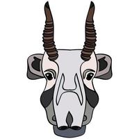 cabeza de saiga. retrato de ganado salvaje, animal. Aislado en un fondo blanco. elemento de diseño para logotipo, afiche, tarjeta, pancarta, emblema, camiseta. ilustración vectorial vector