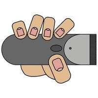 hand holds clipper. Isolated vector illustration on white background in cartoon style