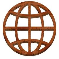 icono del sitio web de madera. tallado en madera en estilo de dibujos animados, aislado sobre fondo blanco vector
