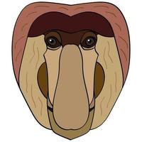 Proboscis head illustration, flat style logo. Cartoon image vector graphics.