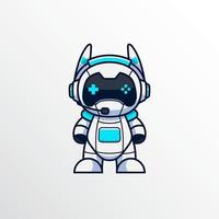 logotipo de la mascota del jugador robot con controlador de gamepad vector