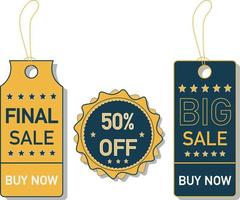 Sale labels in yellow and blue autumn colors vector