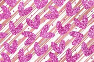 Striped Pink Glitter Heart Pattern