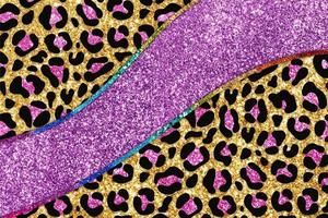 Glitter Strip Leopard Skin Texture Background photo