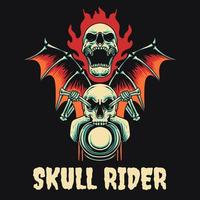 Skull Biker Fire Retro Illustration vector