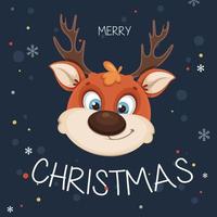 Cute Christmas deer. Funny reindeer vector