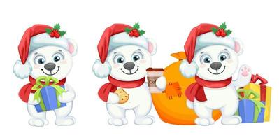 Cute polar bear cartoon character vector