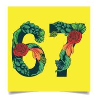 numbers 67 vector colorful flower