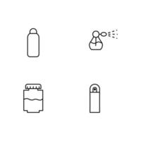 Monochrome elements perfect for adverts, stores, design etc. Editable stroke. Vector line icon set with symbols of various cosmetic bottles for shampoo, gel, liquid soap, foam, perfume