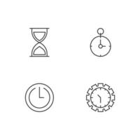 Monochrome elements perfect for adverts, stores, design etc. Editable stroke. Vector line icon set with symbols of hourglass, timer, clock inside of gear