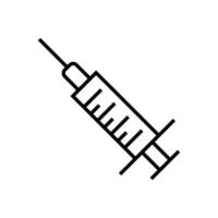 Profession and occupation concept. Modern outline sign drawn in flat style. Editable stroke. Vector monochrome isolated line icon of medical syringe for injection