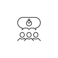 People, staff, speech bubble concept. Vector line icon for web sites, stores, online courses etc. Sign of timer inside of speech bubble over group of people