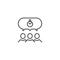 People, staff, speech bubble concept. Vector line icon for web sites, stores, online courses etc. Sign of timer inside of speech bubble over group of people