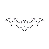 Vector line icon of bat as symbol of Halloween. Outline sign for web sites, apps, adverts, stores. Modern minimalistic monochrome isolated image and editable stroke