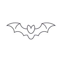 Vector line icon of bat as symbol of Halloween. Outline sign for web sites, apps, adverts, stores. Modern minimalistic monochrome isolated image and editable stroke