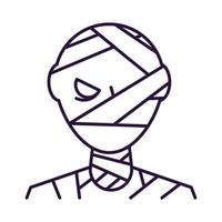 Vector line icon of mummy as symbol of Halloween. Outline sign for web sites, apps, adverts, stores. Modern minimalistic monochrome isolated image and editable stroke