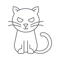 Vector line icon of cat as symbol of Halloween. Outline sign for web sites, apps, adverts, stores. Modern minimalistic monochrome isolated image and editable stroke