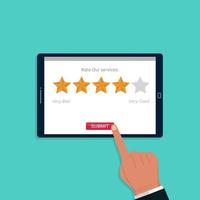 Customer feedback and rating 5 stars concept, satisfaction review to increase product improvement and business development vector