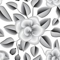 patrón floral monocromático abstracto vintage sin costuras con hojas de plantas tropicales blancas negras y follaje sobre fondo blanco. fondo floral. trópicos exóticos. diseño de verano. textura de moda vector