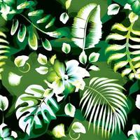 La planta tropical abstracta verde deja un patrón sin fisuras en el fondo del grunge. patrones sin fisuras florales. capullos de flores grandes dibujados a mano. siluetas de flores. diseño de moda textil y superficie. arte de verano