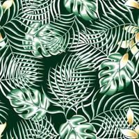 fondo transparente de naturaleza abstracta monocromática verde con hojas de palma de monstera tropical y follaje de plantas sobre fondo oscuro. vector decorativo. impresión de la selva. papel pintado exótico. temática de verano. otoño