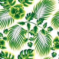 green nature seamless background with monochromatic color tropical leaves and flowers plants foliage on light background. Jungle print. Floral background. Exotic summer. tropical wallpaper. spring