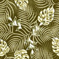 Pattern background for printing, green abstract seamless pattern with monochromatic tropical leaves and plants on light background. Vector design. Jungle print. Floral background. Exotic tropics