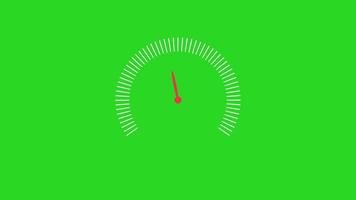 Greenscreen-animierter Tachometer, der die höchste Stufe erreicht video