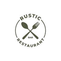 Crossed Spoon And Fork For Restaurant Symbol or Stamp With Vintage Effect vector