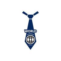 Tie With Globe Icon For World Company Logo Vector Design