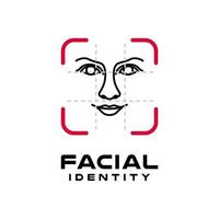 logotipo de identificación facial, diseño vectorial de reconocimiento facial vector