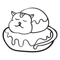 Cat sitting on a cake vector