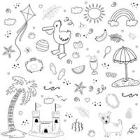 Big bundle set with summer elements activities on the beach vector