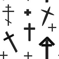 Seamless pattern with black crosses on a white background. vector