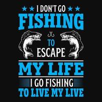 I don't go fishing to escape my life i go fishing to live my live - fisherman, fish vector, vintage emblems, fishing labels, badges - fishing t shirt design vector
