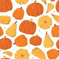 seamless pattern with hand drawn pumpkins on white background. Good for Halloween and Thanksgiving textile prints, wrapping paper, wallpaper, scrapbooking, etc. EPS 10 vector