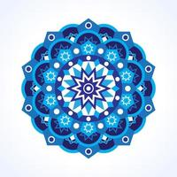 Beautiful blue mandala pattern on white color background vector
