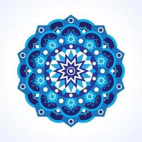 hermoso patrón de mandala azul sobre fondo de color blanco vector