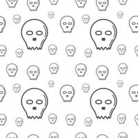 Skull texture vector illustration. Seamless pattern design template. Black outline design style in white color background.