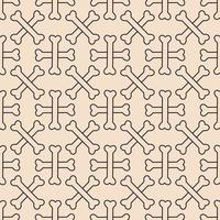 Crossbones texture in outline style vector stock illustration. Seamless pattern design template. Skintone, Beige color theme