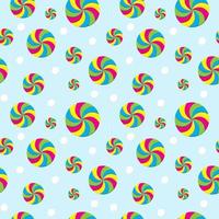 Seamless pattern with swirl candies shape element on light blue color background. Colorful vector illustration. Design template. Suitable for birthday, halloween, christmas or new year event