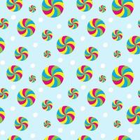 Seamless pattern with swirl candies shape element on light blue color background. Colorful vector illustration. Design template. Suitable for birthday, halloween, christmas or new year event