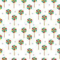 Swirl lollipop seamless pattern on white color background. Colorful vector illustration. Design template. Suitable for birthday, halloween, christmas or new year event