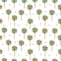 Swirl lollipop seamless pattern on white color background. Colorful vector illustration. Design template. Suitable for birthday, halloween, christmas or new year event